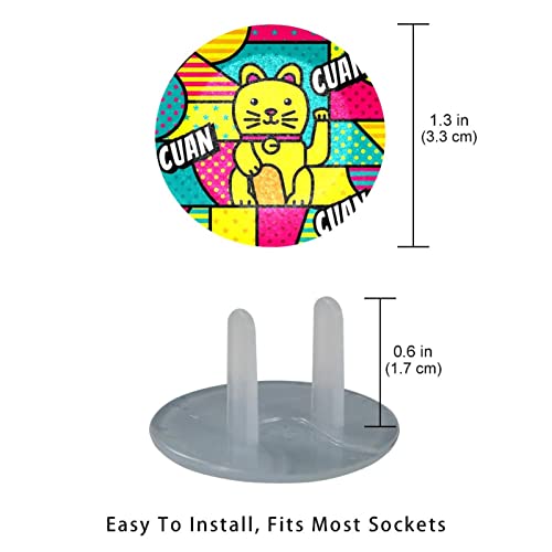 Порцеланови капаци за контакти Fortune Cat съвременен интериор в стил поп арт, 12 бр. - Защитни капаци за контакти за деца