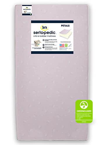 Кошче Serta Sertapedic Petals с двустранно покритие от рециклирани влакна Премиум-клас и матрак за деца - Водоустойчив - Сертификат GREENGUARD
