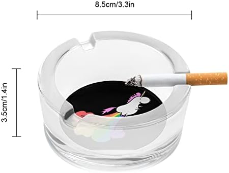 Пердящий Rainbow Unicorn Кръгли Стъклени Пепелници Титуляр за Портсигара Скъпа за Пушачи Пепелник