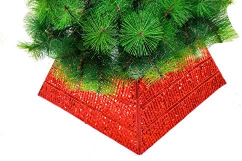 Регулируема яка под формата на Коледната Елха от Мъниста, Ръчно изработени Червени пайети