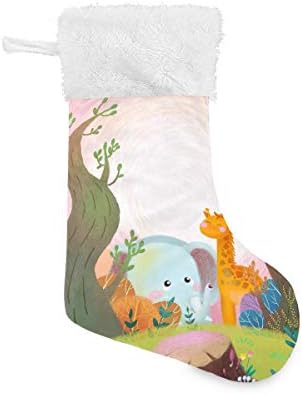 Коледни Чорапи с Слон и Жирафа PIMILAGU, 1 Опаковка, 17,7 инча, Окачени Чорапи за Коледна украса