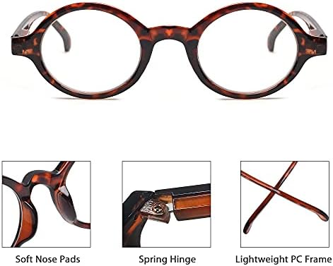 JM 5 опаковки кръгли очила за четене с пружинным тръба на шарнирна връзка, мъжки и женски очила за четене