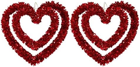 ABOOFAN 2 елемента Червено Сърце Мишурные Гирлянди Свети Валентин е във Формата На Сърце Мишурные Гирлянди Свети Валентин Украса