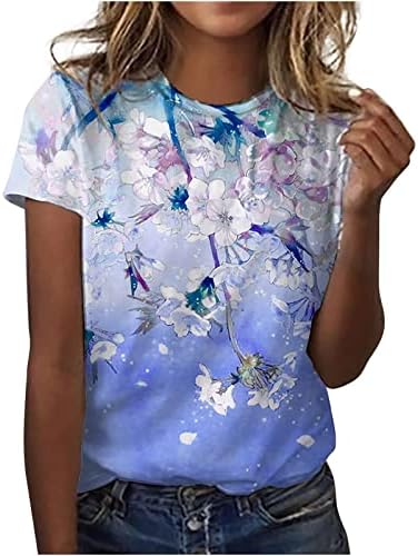 Amikadom / Тениска за момичета с Графичен Модел на Свободния Намаляване, Блуза с кръгло деколте, Риза С Къс Ръкав, Ежедневни Есенно-Летни