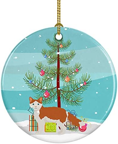 Керамично Украса Carolin's Treasures CK4643CO1 La Perm 2 Cat Весела Коледа, Украси за Коледната Елха, Подвесное Украса за Коледа,