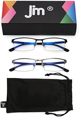 JM Класически Правоъгълни Очила за четене за Мъже Без Рамки, Блокиране на Синя Светлина, Компютърни Ридеры