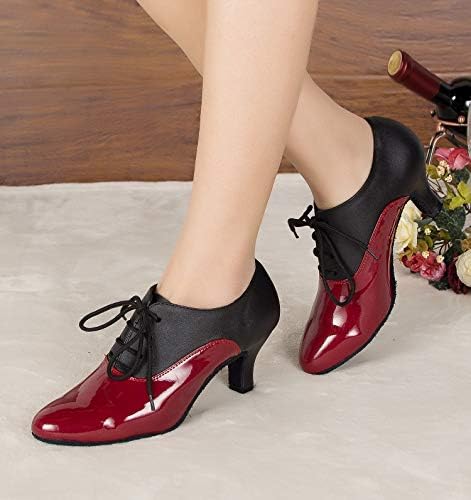 Дамски обувки за латино танци HIPPOSEUS със затворени пръсти дантела, Обувки за практикуване на Бални танци, Салса, Танго, Обувки за