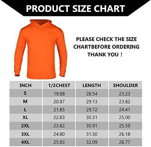 Защитни ризи FONIRRA High Visibility с дълъг ръкав за мъже с качулка, Строителни Работници ризи (Оранжево, XL)