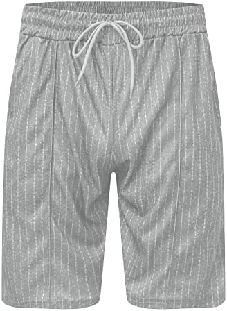 Мъжки костюми Slim Fit Мъжки къси Панталони с вертикални ивици в европейски и американски стил, с къс ръкав и Спортен Случайни Комплект
