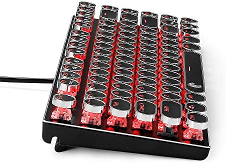 Механична Клавиатура HUO JI E-Yooso Z-88 за пишеща машина RGB, Ретро ретро стил с червени стрелки, Компактен 81 Клавиш с гореща замяна, за