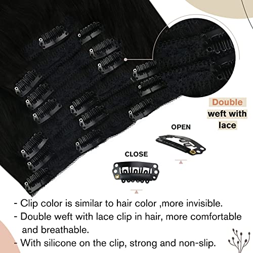 2 Опаковки Ugeat косата Коси 14 Инча с Черна Заколкой в Гредата, За да Удължаване на Косата Микроцикл Натрупване на Човешки Косъм от
