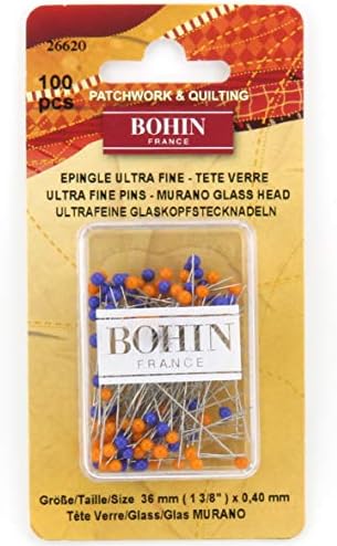 Здрав и гъвкав карфици със стъклени глави Bohin, Размер 22, 100 броя в опаковка
