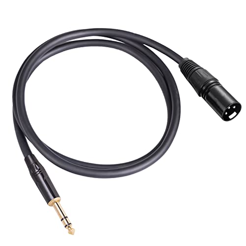 REXUS 1/4 TRS Plug-адаптер за симетричен кабел XLR 6 МЕТРА, Позлатен 6,35 мм AUX и Посеребренный XLR Стерео Аудио Кабел за