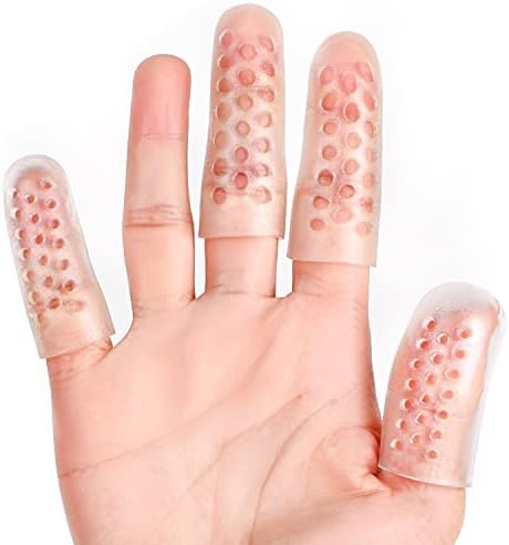 Sumifun Прозрачни Подложки за пръсти с отвори за въздух, 8 бр. Силиконови Облицовки за защита на пръстите, Множество Гумена Поставка