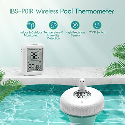 Термометър за басейна, INKBIRD Безжичен Плаващ Термометър за басейна, Лесно за Четене, Термометър за басейн, Топли Бани, Комплекти за тестване на Езерото и Термометри 2-