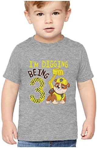 Тениска Paw Патрул за Изкопаване на Камъчета на 3-ия Рожден Ден на Тениска за 3-годишно Момче за Деца