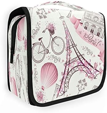 Велосипедна Чанта с Цвете в Париж Айфеловата Кула, Подвесная Чанта за Тоалетни принадлежности за Жени, Мъже, Преносима Косметичка, Органайзер,