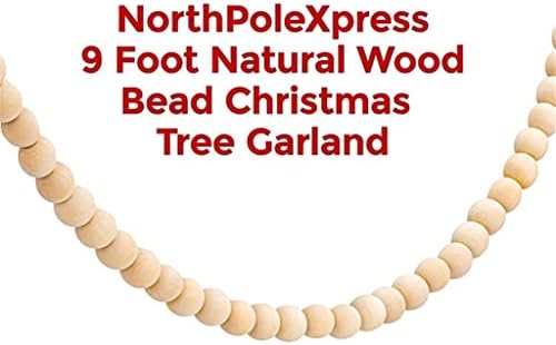 NICEDAYFY 9-Подножието Коледна Гирлянда от мъниста от дърво, Дървени Венец Коледна елха, идеална за селски Естествен селска къща