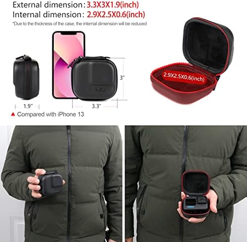 Мини чанта за носене HSU, съвместим с GoPro Hero 11/10/9/8/7/(2018 Г.)/6/5 Черно, Session 5/4, Hero 3 +, екшън-камера AKASO/Campark/YI