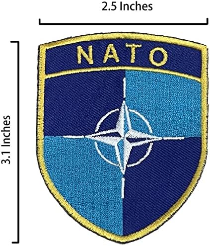 На жени с флага на НАТО A-ONE + Нашивка с логото на НАТО във формата на щит, 2 бр. В опаковка, Значка на ревера, Нашивка с желязо