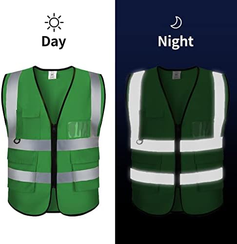 Жилетка за безопасност с потребителски логото на Индивидуални Светлоотразителни жилетки клас видимост 2 на Едро с Джобове и цип