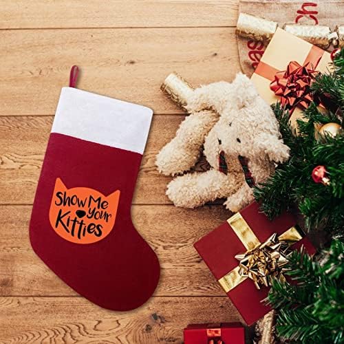 Show_Me_Your_Kitties Коледни Чорапи, Чорапи с Плюшено Камина, Висящи за Домашен интериор Елхи