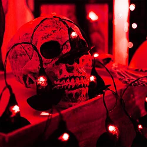 Украса за Хелоуин Malgero Шапка Вещица с батерии, Червени Гирлянди, 5 метра, Ужасни Светлини в помещението, 10LED, Декор за готик партита,