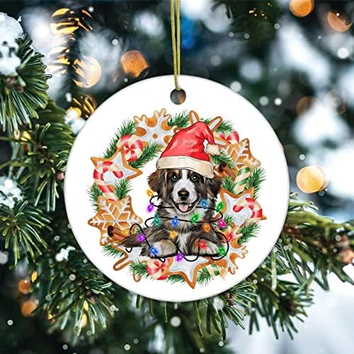 Коледна Украса На паметта на Кучето и Цветен Венец Керамични Украшение на Подаръци, Декорация на Фен Кучета Коледно Дърво Висящи Бижута Магазини