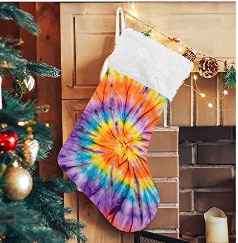 Коледни Чорапи ALAZA, Многоцветен тай-Дай, Класически Персонализирани Големи Чулочные Украса за Семейни Тържества, декорация за Партита,