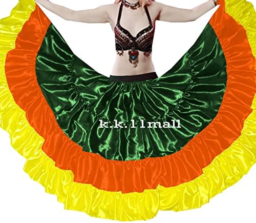 Права Мерсерная Сатен Пола 25 Ярда, Многоцветен Облекло За Танци, Дамски Дълга Пола На Племето S31