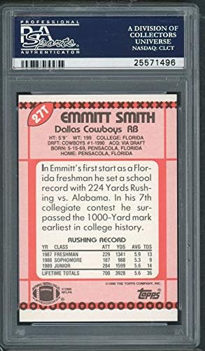 Emmitt Смит 1990 Topps Търгувам футболната карта начинаещ RC 27T С рейтинг PSA MINT 9
