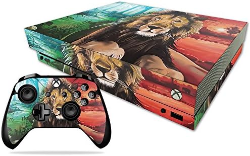 Корица MightySkins, съвместима с Microsoft Xbox One X - Split Lion | Защитно, здрава и уникална Vinyl стикер | Лесно се нанася, се отстранява