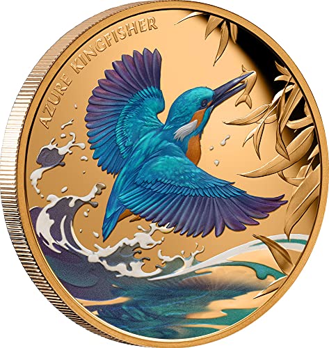 2023 DE Kingfisher PowerCoin Azure 1 Унция Златна монета от 100 $ Ниуе 2023 1 Унция Пруф