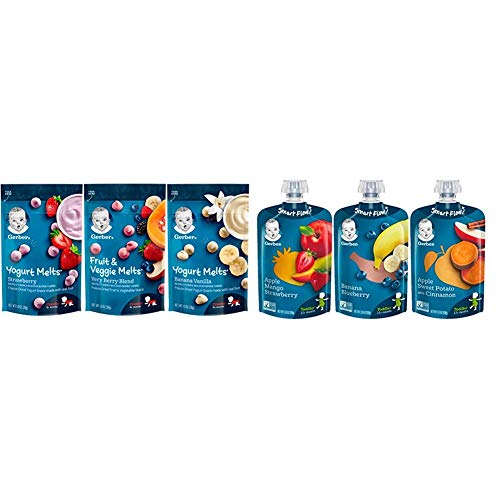 Gerber Up Age Йогуртовые се топи и плодово-зеленчукови се топи в Разнообразни опаковки, на 8 парчета, Различни плодове в опаковка за деца (опаковка