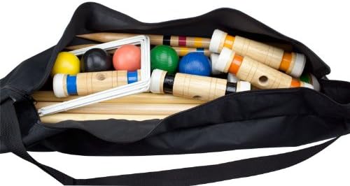 Луксозен тежкотоварни дървен комплект за игра на крокет от 6 играчи - Включва Бонус чанта за носене!