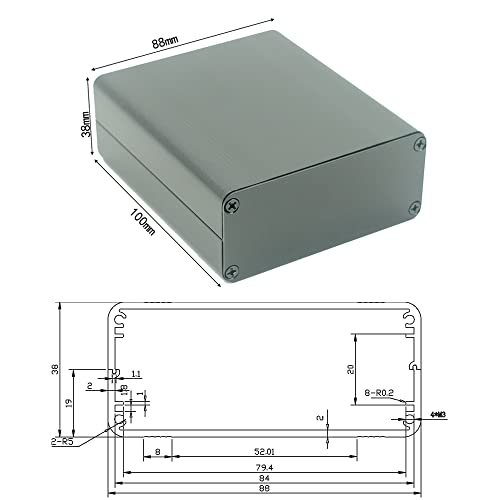 UHZBTEC Разъемный корпус САМ Алуминиев Дизайн на Корпуса Корпус на печатната платка Корпус Черен Анодизиран Екструдиране кутия 3,93x3,46x1,5