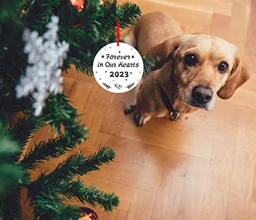 Рамка за снимки WaaHome, Коледни Украси за кучета 2023, Завинаги В нашите Сърца, Спомен Украса за домашни любимци Коледна елха,