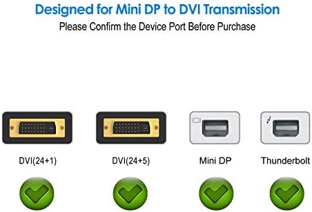 Конвертор Rankie Mini DP в DVI с позлатените разделителна способност от 1080P, Mini DisplayPort (съвместим с порт Thunderbolt) в DVI