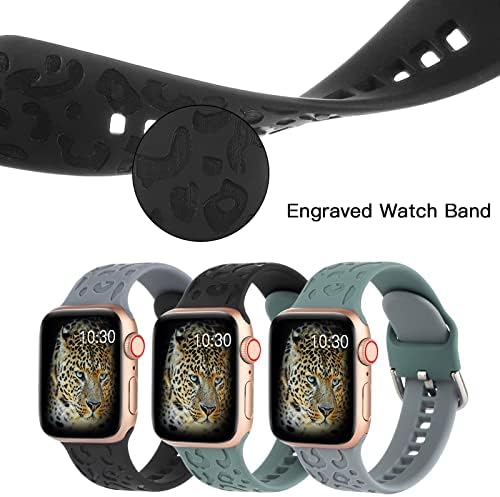 3 Опаковки лента с надпис под формата на леопард, който е съвместим с джапанки Apple Watch 38 мм 40 мм 41 мм, модни Аксесоари от мек силикон