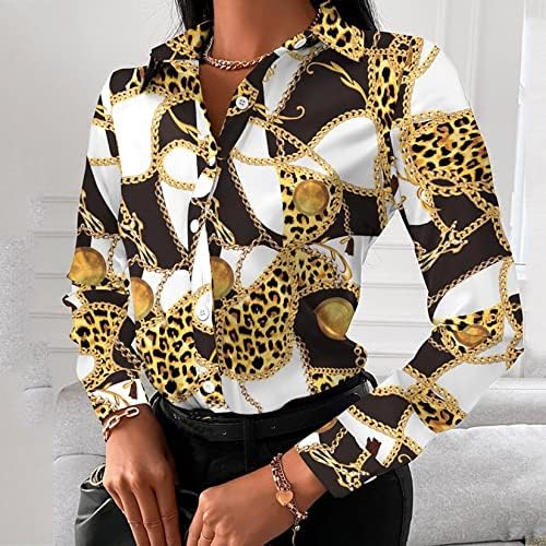 Модни Дамски Блузи FMCHICO, Ежедневни Ризи с Копчета и Дълъг ръкав, Потници