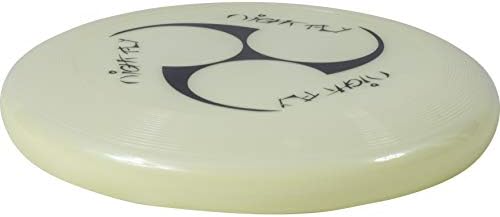 Диск Sunflex Night Fly Disc - Светещо в тъмното Патио играчка за хвърляне - Диаметър 9 сантиметра - Зелен светлинен в тъмна пластмаса