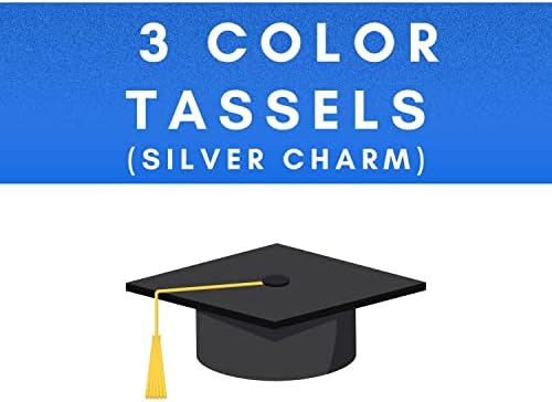 Пискюл за връчване на дипломи за абитуриентски клас - Сребърен Чар - в 3 цвята, 2023, Син / Оранжев / Бял