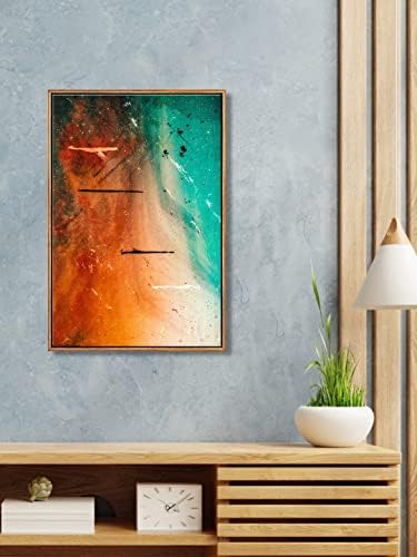 999Store плаващ рамка тъмно-землисто-orange цифров художествена вертикална картина за стена (Canvas_Golden Frame_16X24 инча)
