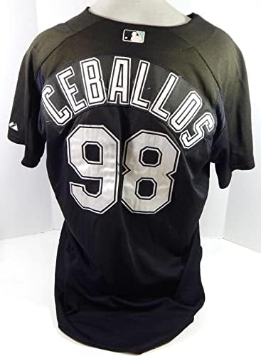 2003-06 Флорида Марлинс Хосе Ceballos 98 Използвана в игра Черна Риза BP ST XL 364 - Използваните в играта тениски MLB