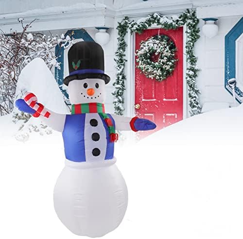 Коледен Надуваем Снежен човек, Взриви Коледен Снежен човек със Синя Жилетка, Осветени с Led Подсветка, Надувное Украса на Двора