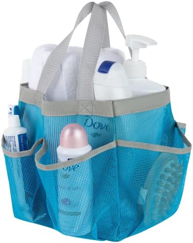 Чанта за душ с 7 джобове, синя - да се съхранява стоки от първа необходимост за душата е в рамките лесен достъпа. Душ кабини