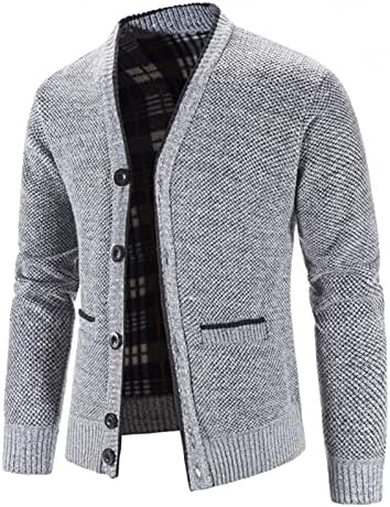 Зимен мъжки вязаный пуловер, яке, однобортный жилетка с V-образно деколте и копчета, палто-жилетка с дълъг ръкав, трико с джобове