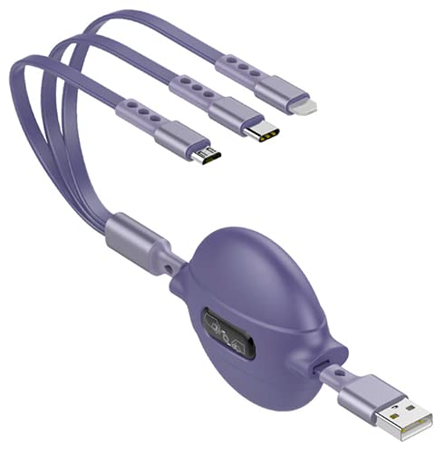 Многофункционално USB-Прибиращ се кабел за зареждане 3A, жак за бързо зарядно устройство 3 в 1 с два порта на телефона/Type C / Micro
