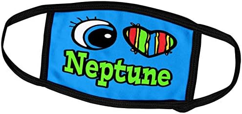 3dRose Bright Eye Сърце I Love Нептун - Обложки за лице (fc_106331_2)