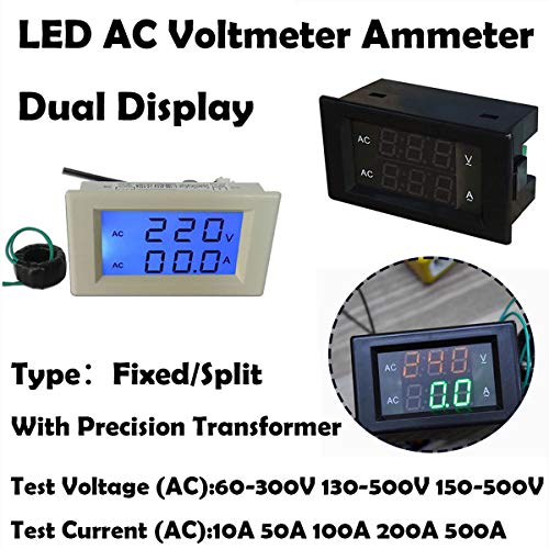Цифров Мултицет Напрежението Ток LCD Волтметър Амперметър, AC130-500V 10A Напрежение Двоен Панел на Дисплея Измерване на Напрежение